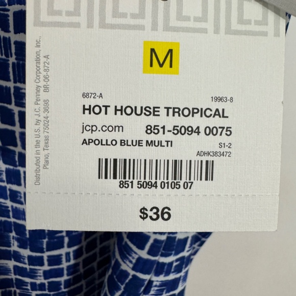 Liz Claiborne Women’s Size Medium Apollo Blue Multi Sleeveless Square Print Top - Picture 4 of 6